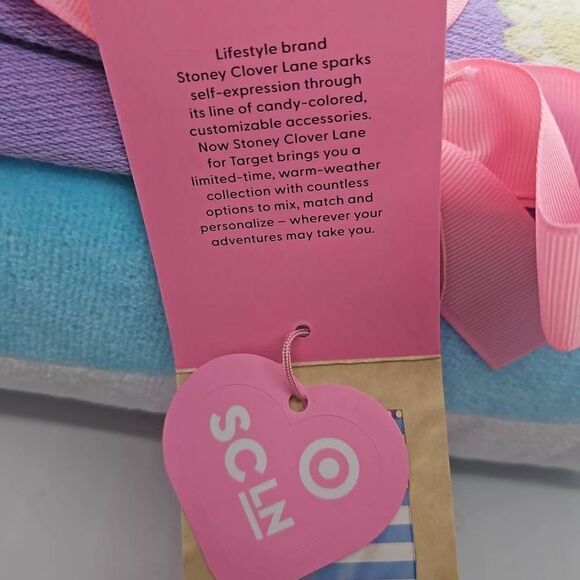 Stoney Clover Lane x Target Beach Towel Rainbow Embossed Blue With Purple Daisy - Picture 3 of 6